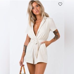 Beige belted Playsuit